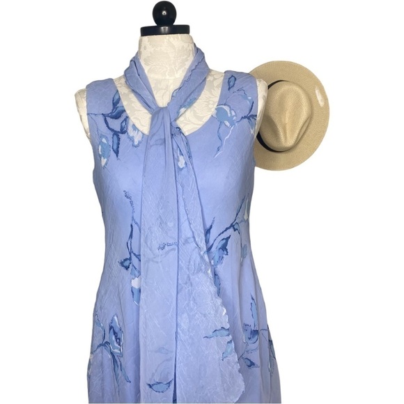 Flowy Lavender sleeveless tiered maxi sundress with scarf - Picture 2 of 8